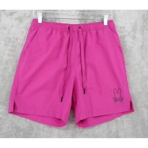 Psycho Bunny Swim Shorts Mens Small Parker Hydrochromic Trunk Bunny Pattern Pink